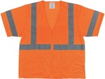 Protective Industrial Products High Visibility Safety Vest, ANSI/ISEA 107-2015 Class 3, Type R, Orange, Medium, 10/Pack
