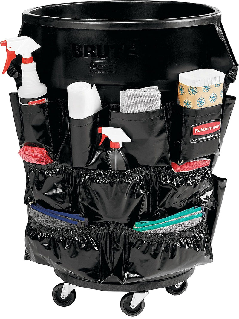 Rubbermaid Brute 12-Pocket Cleaning Cart Organizer, Black Nylon (RCP1867533CT)
