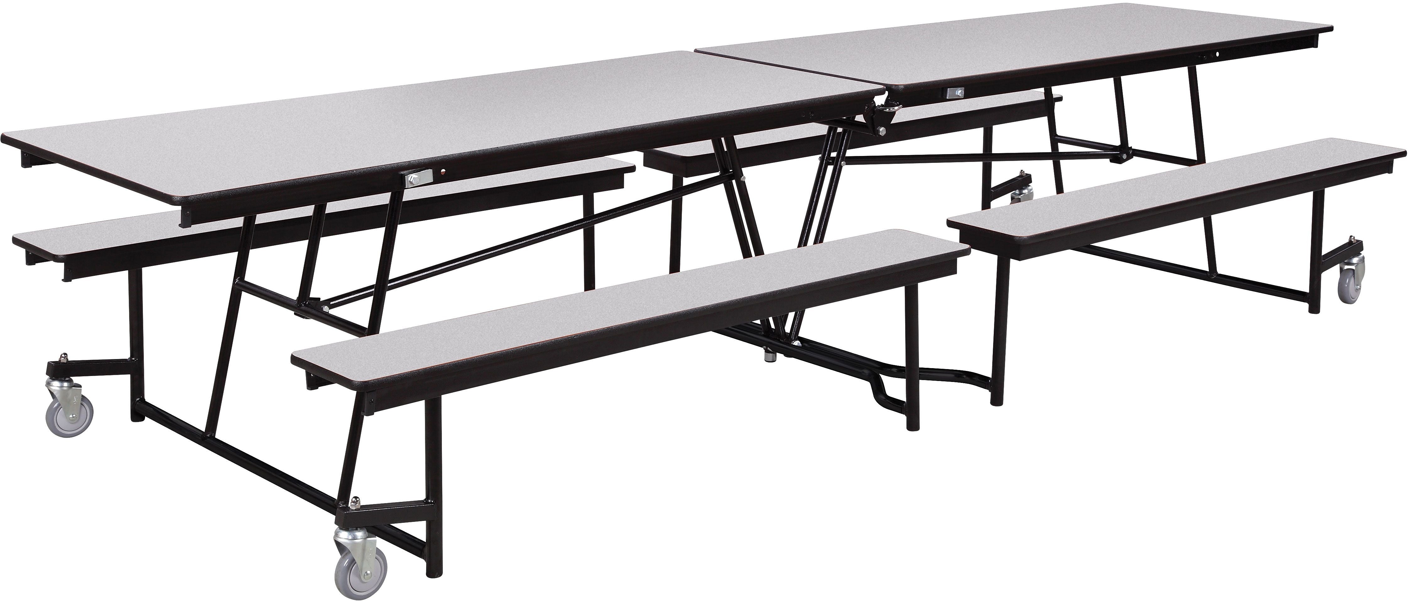 National Public Seating Laminate Mobile Fixed Bench Cafeteria Table, 56"D x 145"W, Gray (MTFB12GY)