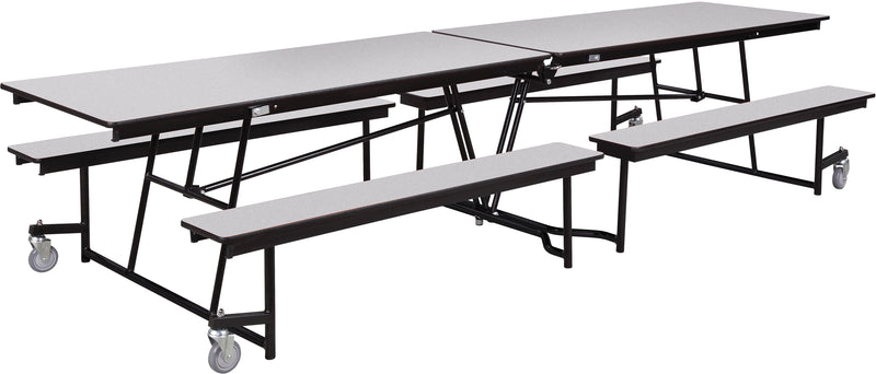 National Public Seating Laminate Mobile Fixed Bench Cafeteria Table, 56"D x 145"W, Gray (MTFB12GY)