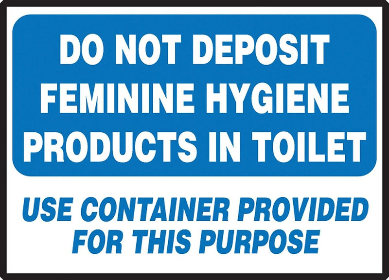 Accuform Safety Label, DO NOT DEPOSIT FEMININE HYGIENE PRODUCTS IN TOILET, 3 1/2" x 5", Adhesive Dura-Vinyl (LRST516XVE)