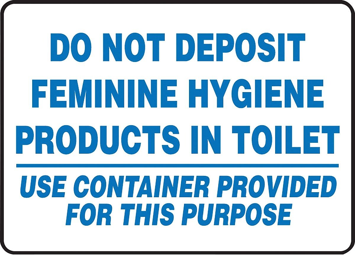 Accuform Safety Sign, DO NOT DEPOSIT FEMININE HYGIENE PRODUCTS IN TOILET, 7" x 10", Adhesive Vinyl (MRST524VS)