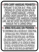 Accuform Spanish-Bilingual Texas 30.07 Safety Sign, OPEN CARRY HANDGUNS PROHIBITED, 24" x 18", Aluminum (MACC509VA)