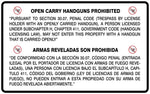 Accuform Spanish-Bilingual Texas 30.07 Safety Sign, OPEN CARRY HANDGUNS PROHIBITED, 30" x 48", Aluma-Lite (MACC510XL)