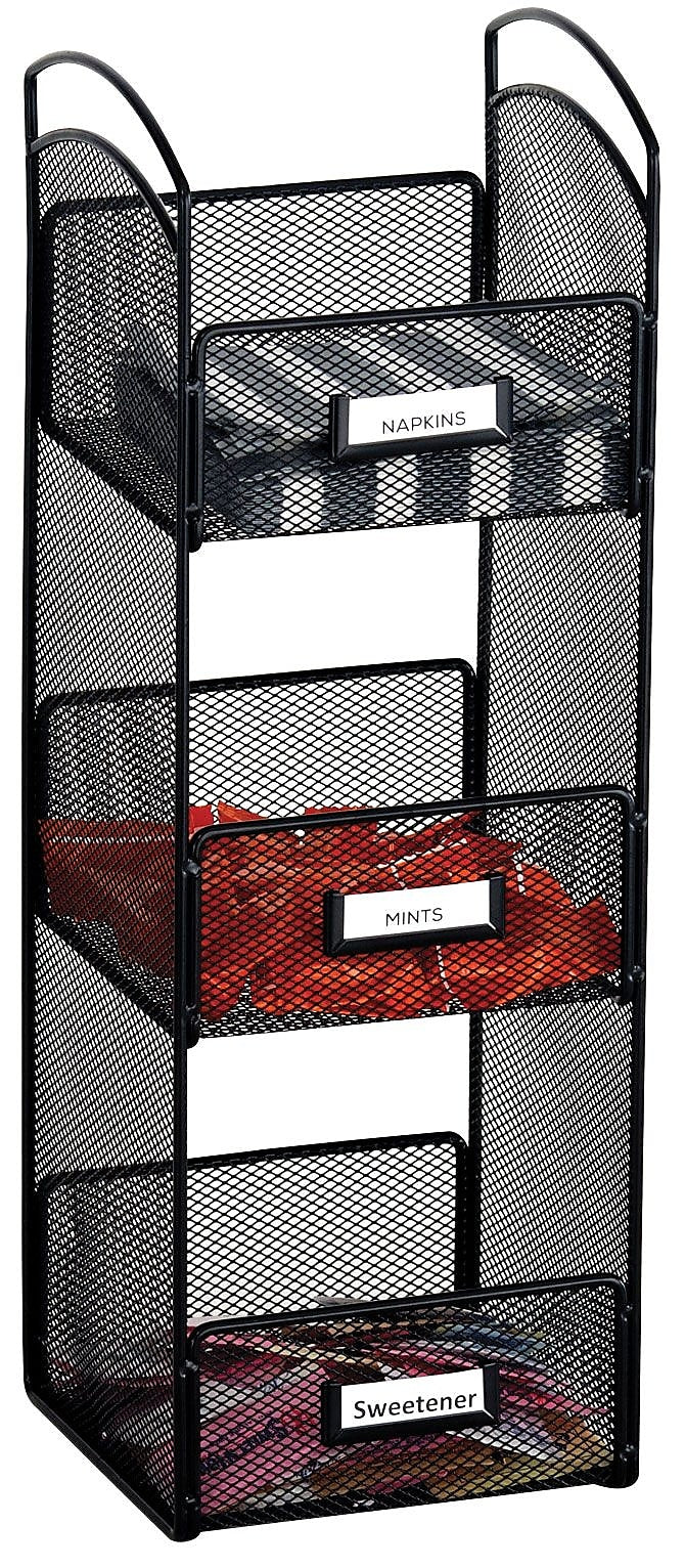 Safco® Onyx Hospitality Organizer Tower, 3 Compartments, Black (3290BL)