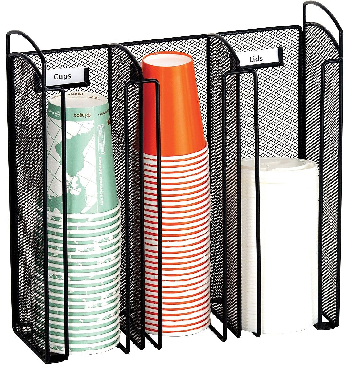 Safco® Onyx Hospitality Organizer, Cup & Lid Holder, Black (3292BL)