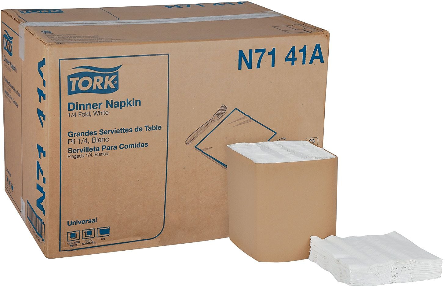 Tork Napkin, 1-ply, White, 334 Napkins/Pack, 12/Carton (TRKN7141A)