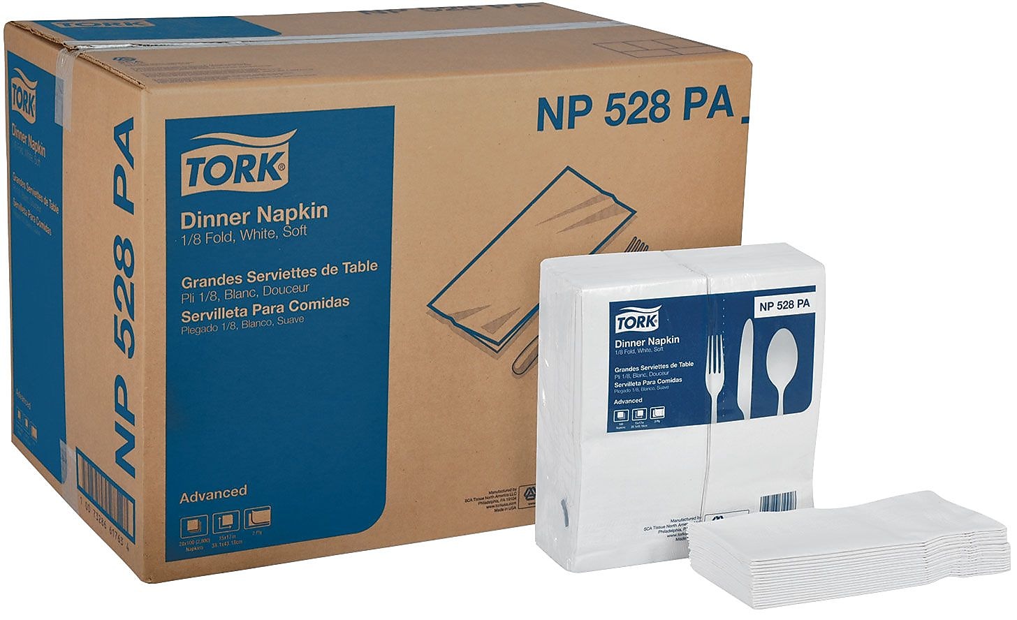 Tork® Advanced Soft Dinner Napkin , 2-Ply , White , 100/Pk , 28 Pack/Carton