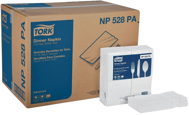 Tork® Advanced Soft Dinner Napkin , 2-Ply , White , 100/Pk , 28 Pack/Carton