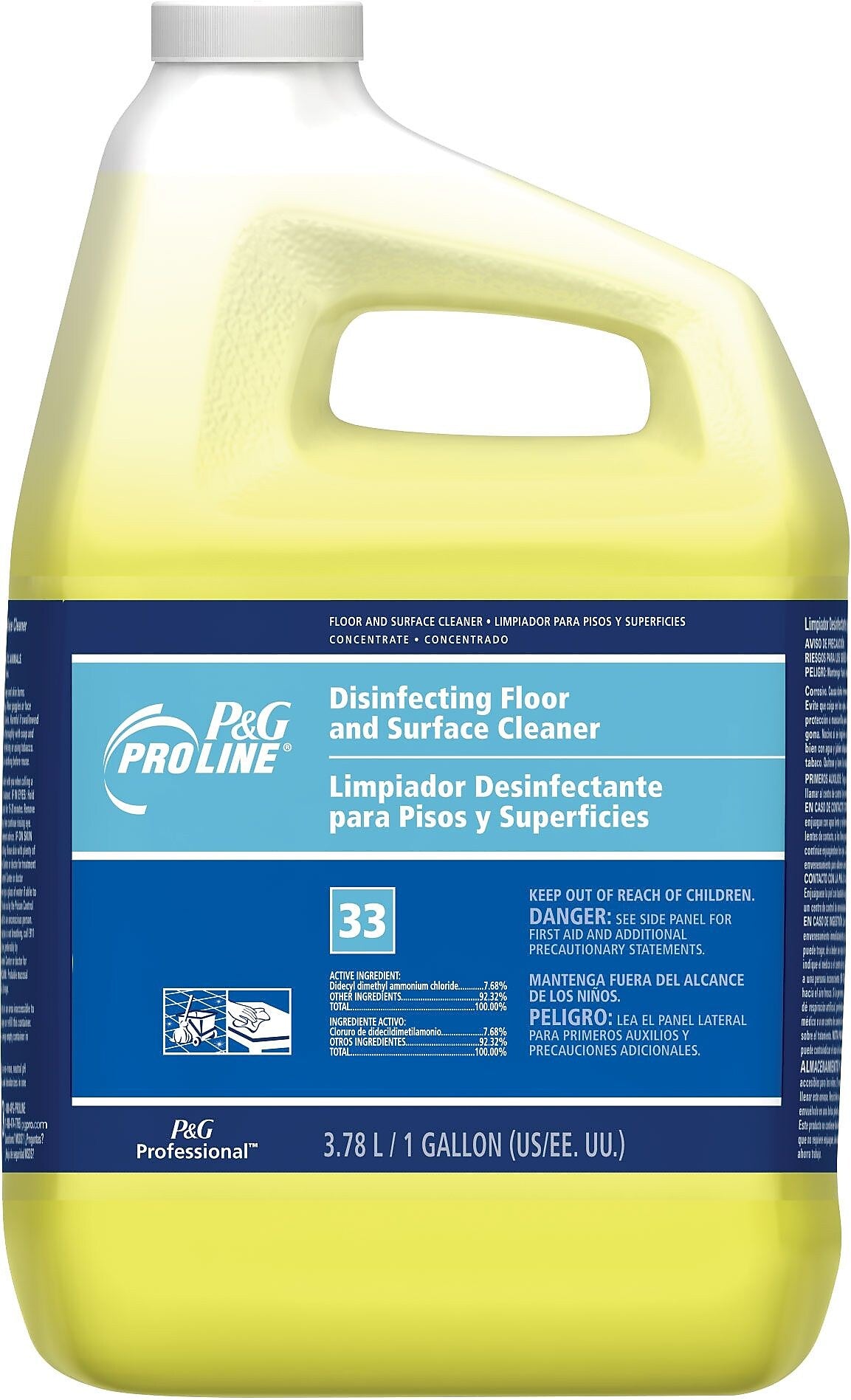 P&G Pro Line Disinfectant Floor & Surface Cleaner, Dilution Control, 1 Gallon, 4/Carton (02039)