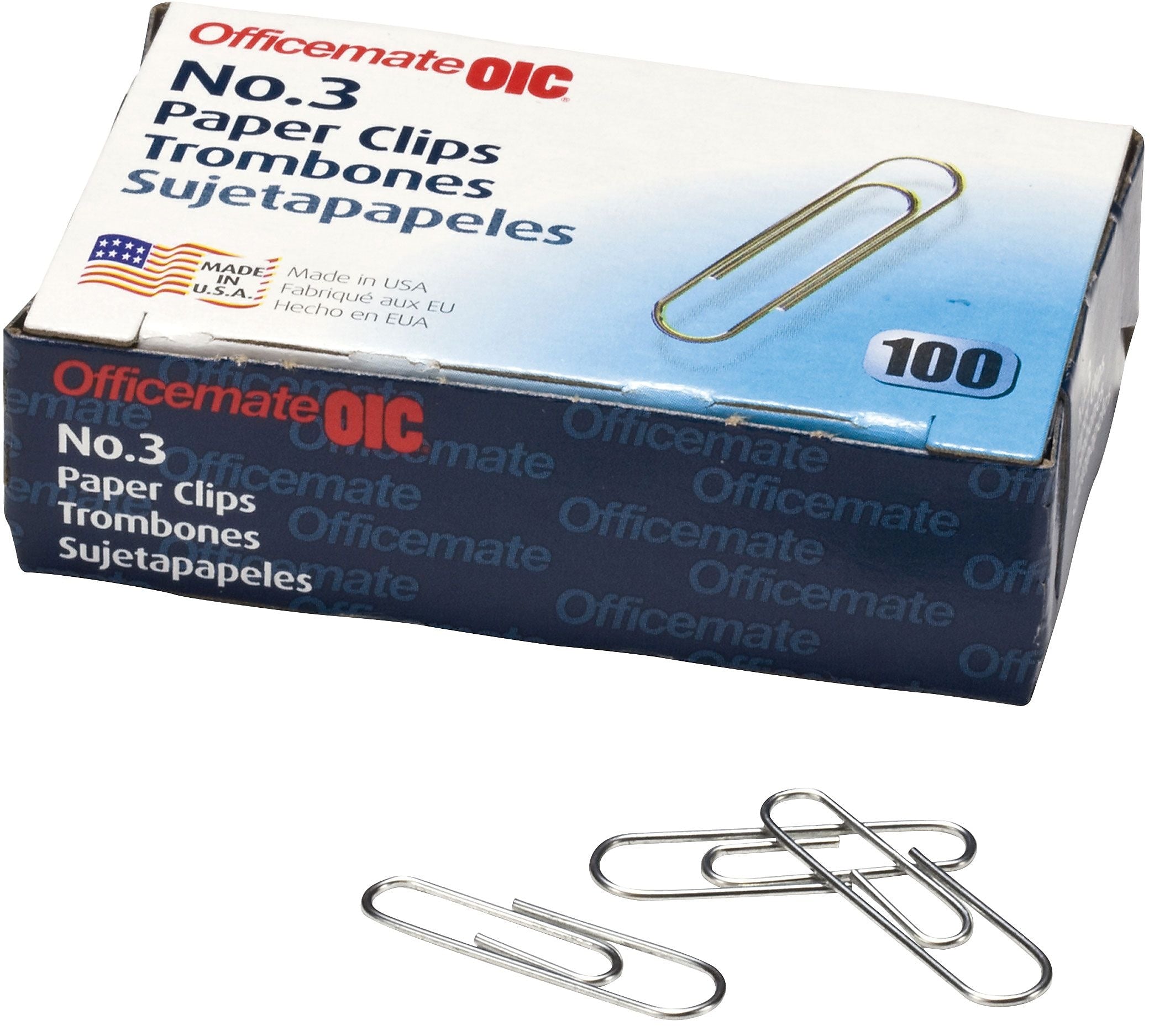 Officemate Mini Paper Clips, Silver, 100 Clips/Pack (99913)