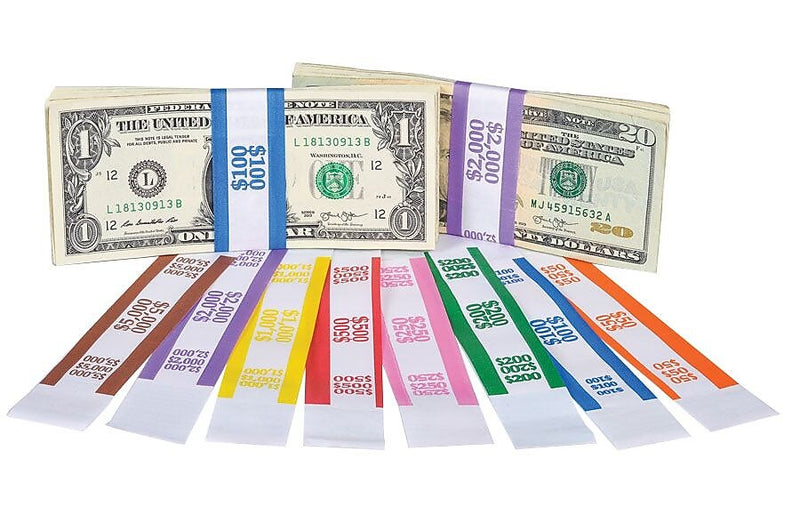 Pap-R Products Currency Straps, Orange/White, 1000/Pack (400050)