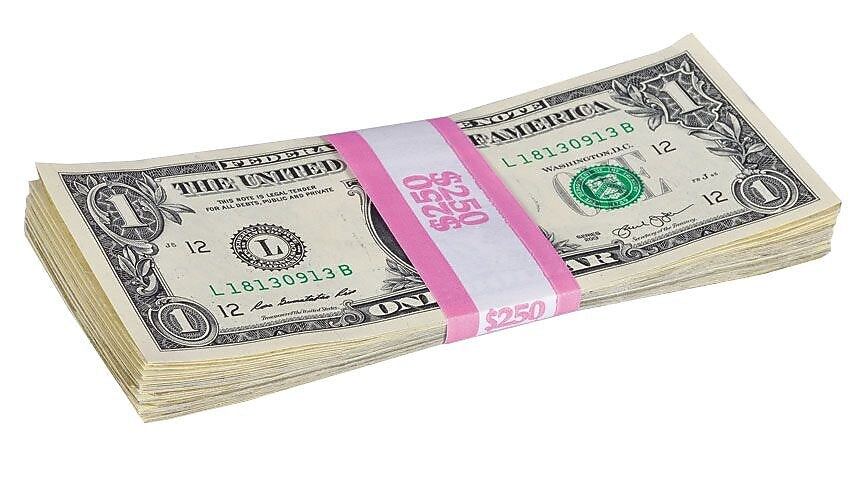 Pap-R Products Currency Straps, Pink, 1000/Pack (400250)