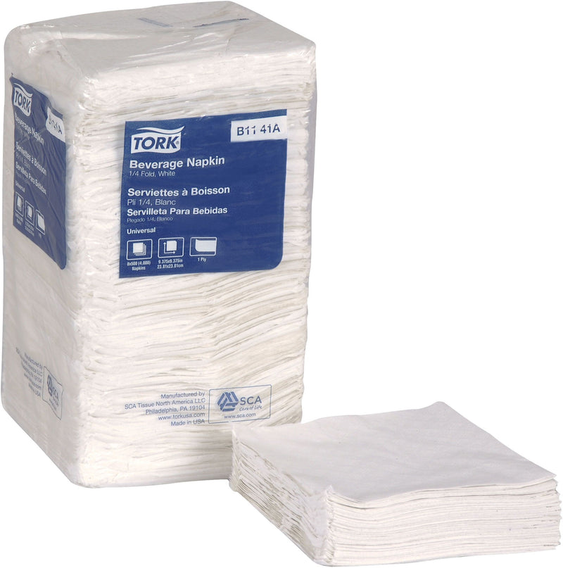 Tork Beverage Napkin, 1-ply, White, 500 Napkins/Pack, 8/Carton (TRKB1141A)