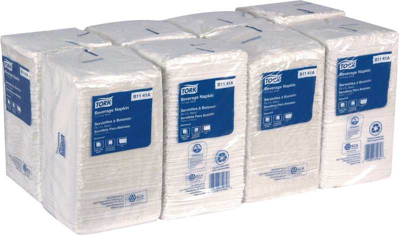 Tork Beverage Napkin, 1-ply, White, 500 Napkins/Pack, 8/Carton (TRKB1141A)