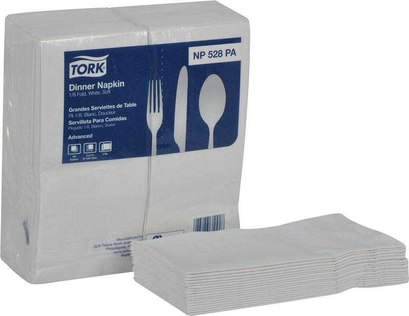 Tork® Advanced Soft Dinner Napkin , 2-Ply , White , 100/Pk , 28 Pack/Carton