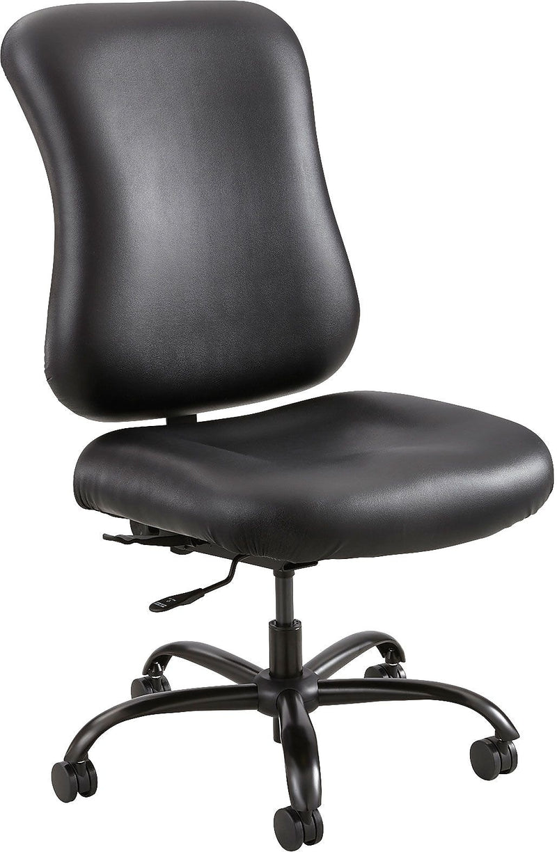 Safco Optimus Leather Computer & Desk Big & Tall Chair, 400 lb. Capacity, Black (3592BL)