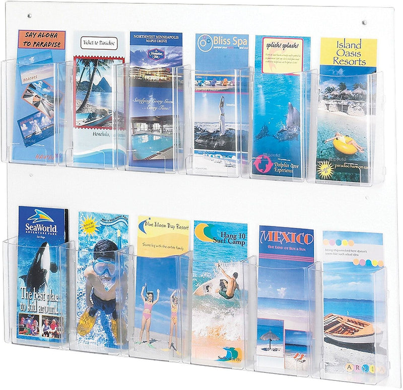 Safco Brochure Holder, 22" x 28", Vertical, Wall Mounted, Plastic (5671CL)