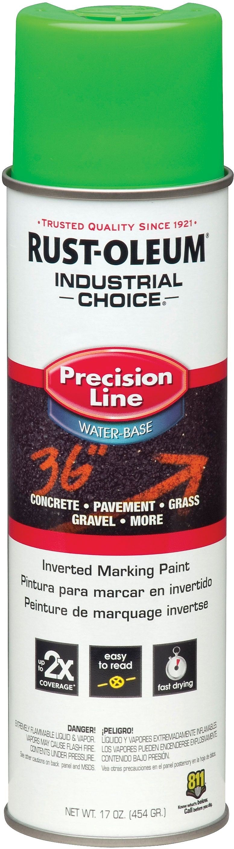 Rust-Oleum® Industrial Choice Precision-Line Inverted Marking Paint, Fluorescent Green