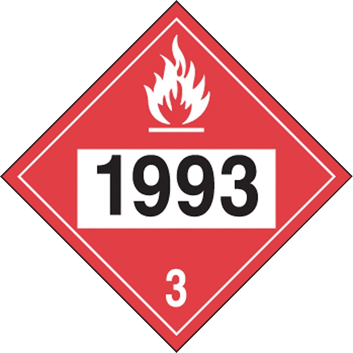 Accuform 4-Digit DOT Placard, "1993" Hazard Class 3, 10.75" x 10.75", Adhesive Vinyl (MPL736VS1)