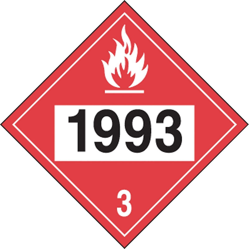 Accuform 4-Digit DOT Placard, "1993" Hazard Class 3, 10.75" x 10.75", Adhesive Vinyl (MPL736VS1)