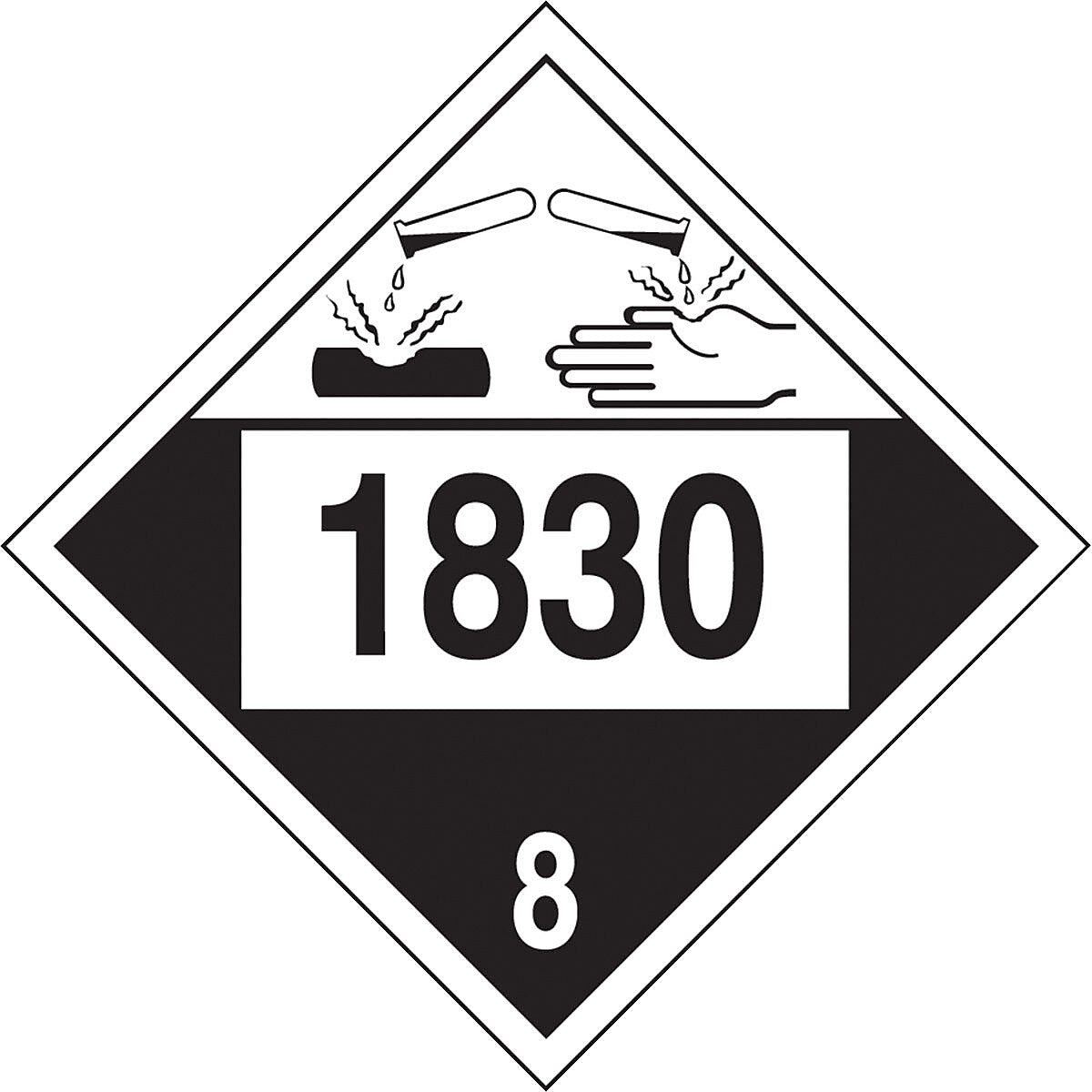 Accuform 4-Digit DOT Placard, "1830" Hazard Class 8 , 10.75" x 10.75", Adhesive Vinyl, 25/Pack (MPL781VS25)
