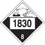 Accuform 4-Digit DOT Placard, "1830" Hazard Class 8 , 10.75" x 10.75", Adhesive Vinyl, 25/Pack (MPL781VS25)