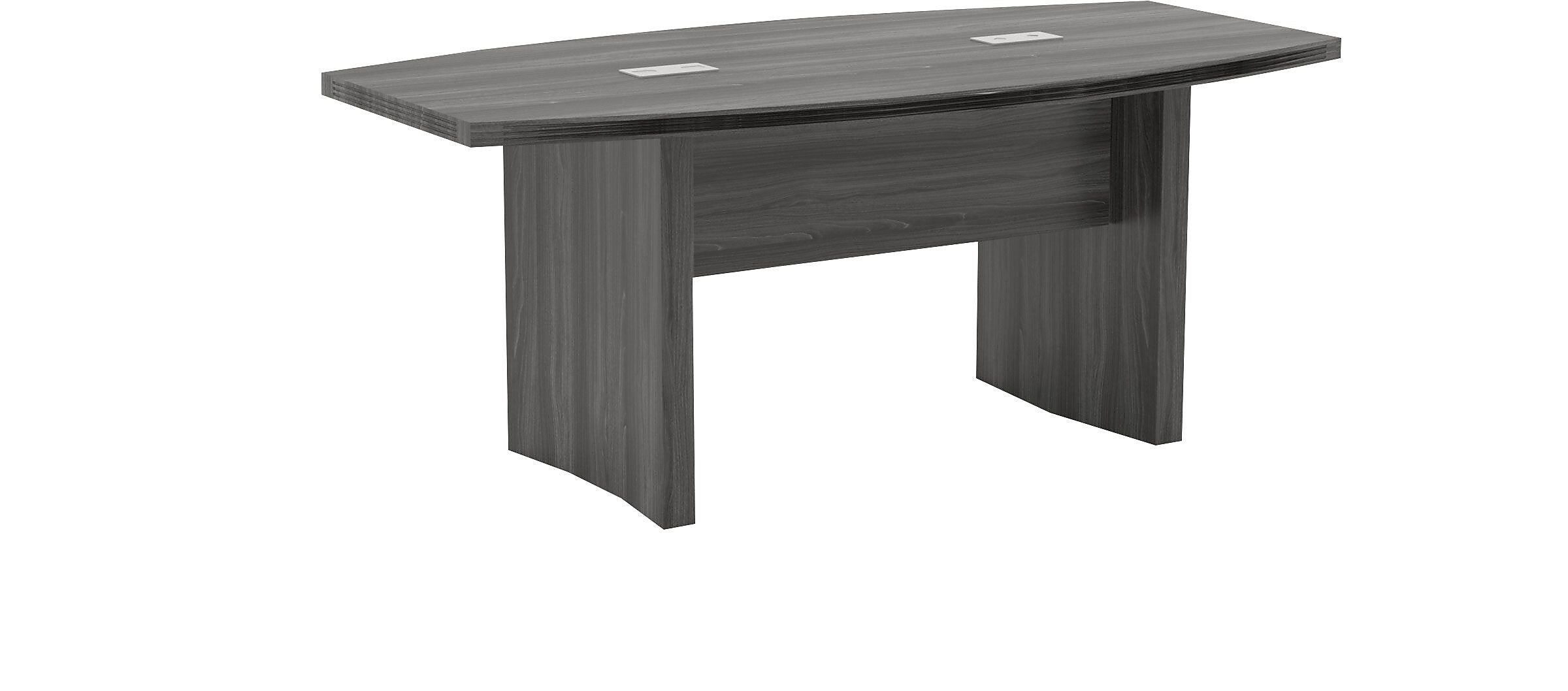 Safco Aberdeen Series 72"W x 36"D Boat Shaped Conference Table With Grommets, Gray (ACTB6LGS)