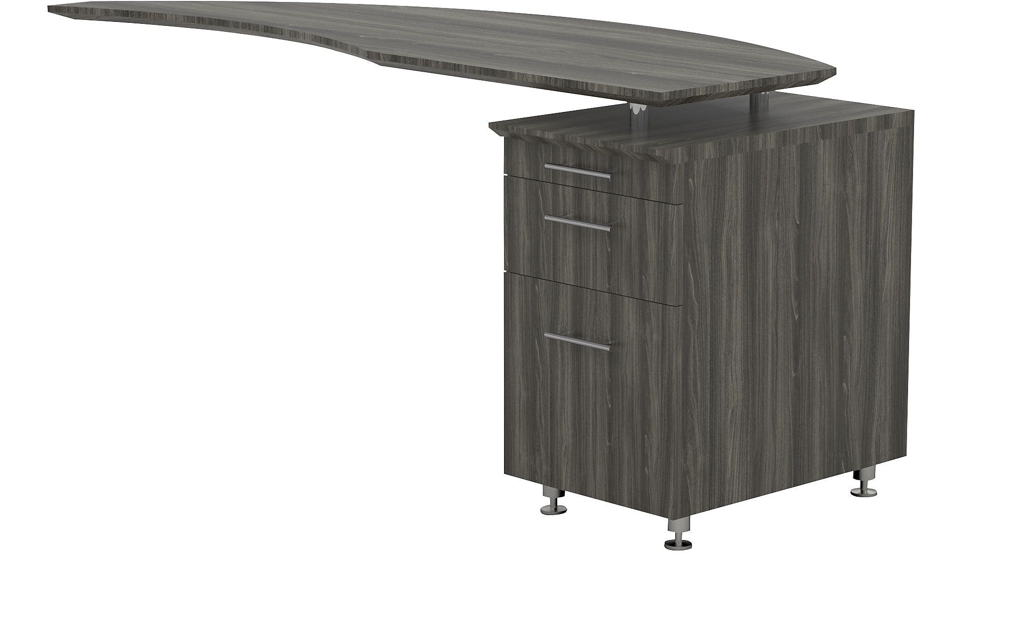 Safco Medina™ Right Hand Return w/Ped, Gray Steel, 29 1/2"H x 63"W x 24"D