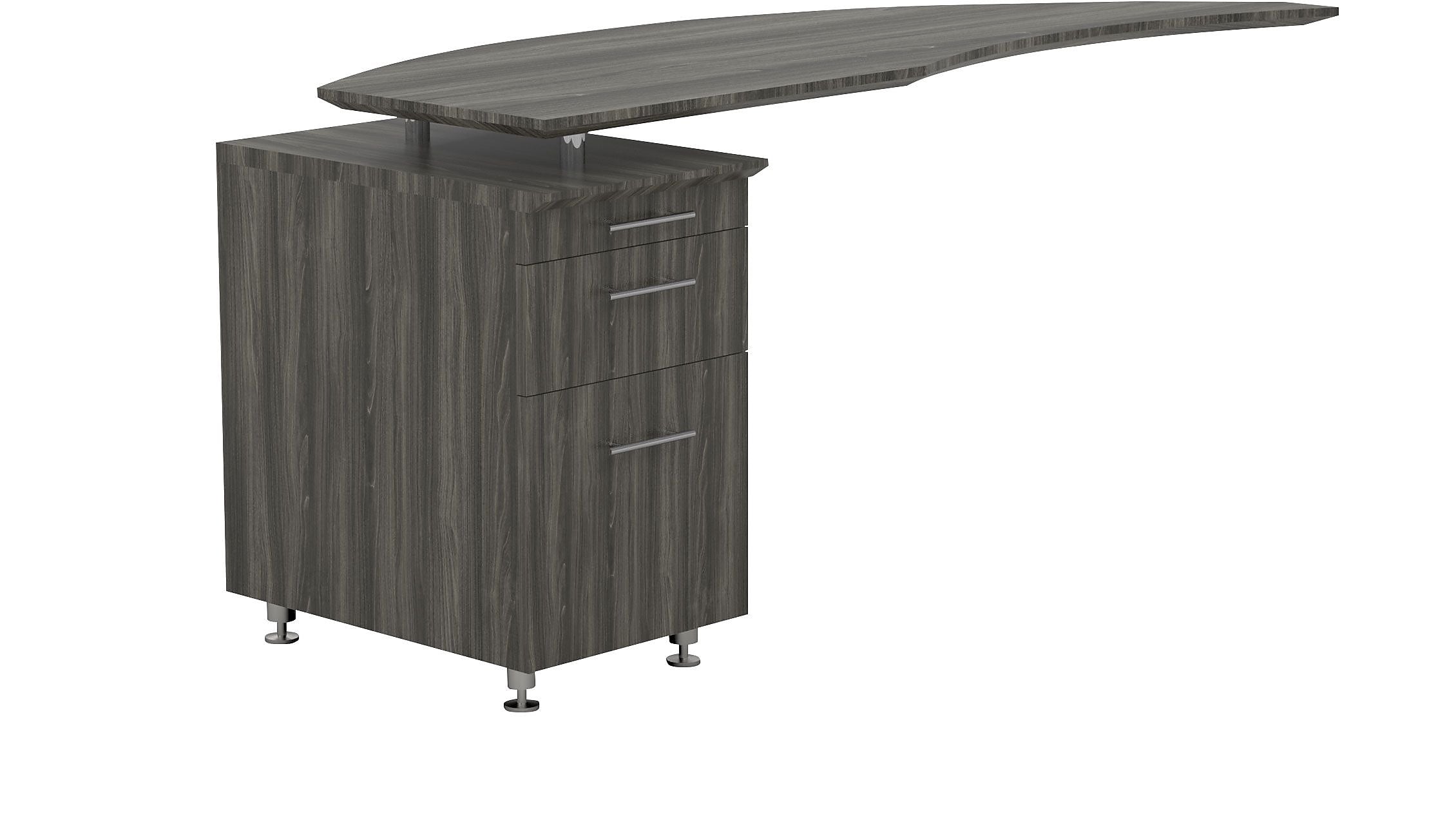 Safco Medina™ Left Hand Return w/Ped, Gray Steel, 29 1/2"H x 63"W x 24"D