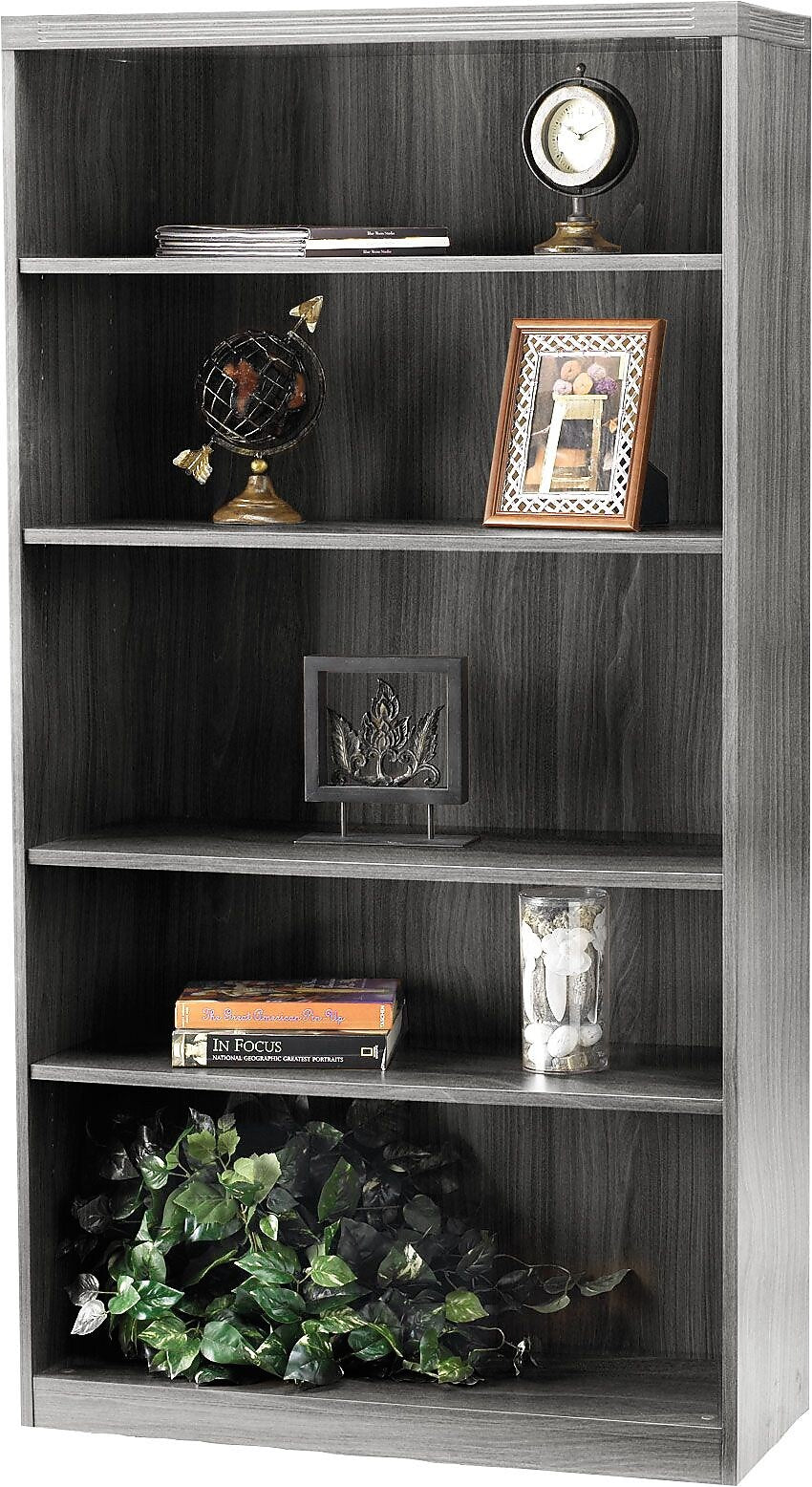 Safco Aberdeen 5-Shelf Bookcase 68 3/4"H, Gray Steel (AB5S36LGS)