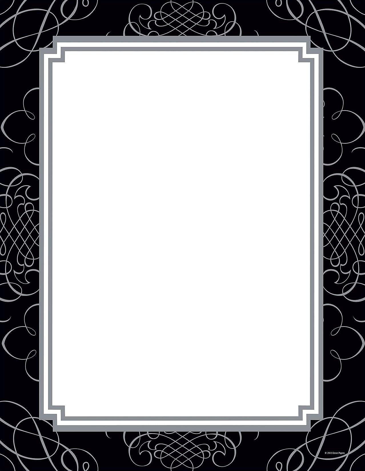 Great Papers! Black and Silver Scroll Letterhead, 8.5" x 11", 80 count (2013169)