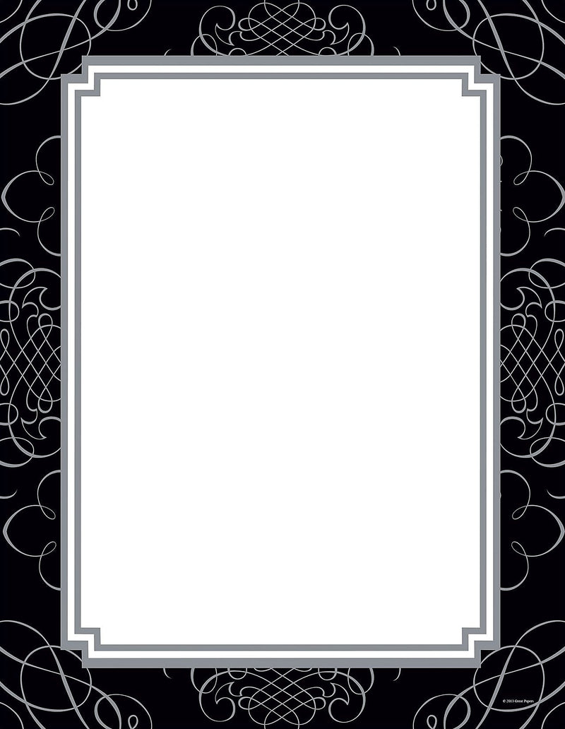 Great Papers! Black and Silver Scroll Letterhead, 8.5" x 11", 80 count (2013169)