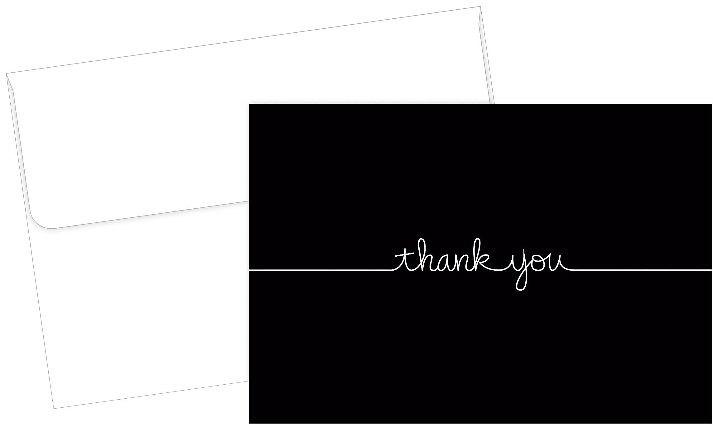 Great Papers Grace Matte Personal Thank You Notecards, Black, 50/Pack (2015072)