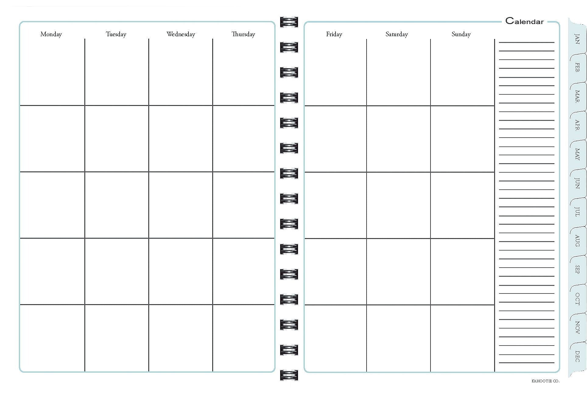 Kahootie Co Undated Monthly Calendar, 9" x 11.5", Teal Design (ITKCTD)