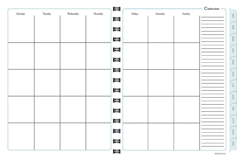 Kahootie Co Undated Monthly Calendar, 9" x 11.5", Teal and White (ITKCTW)
