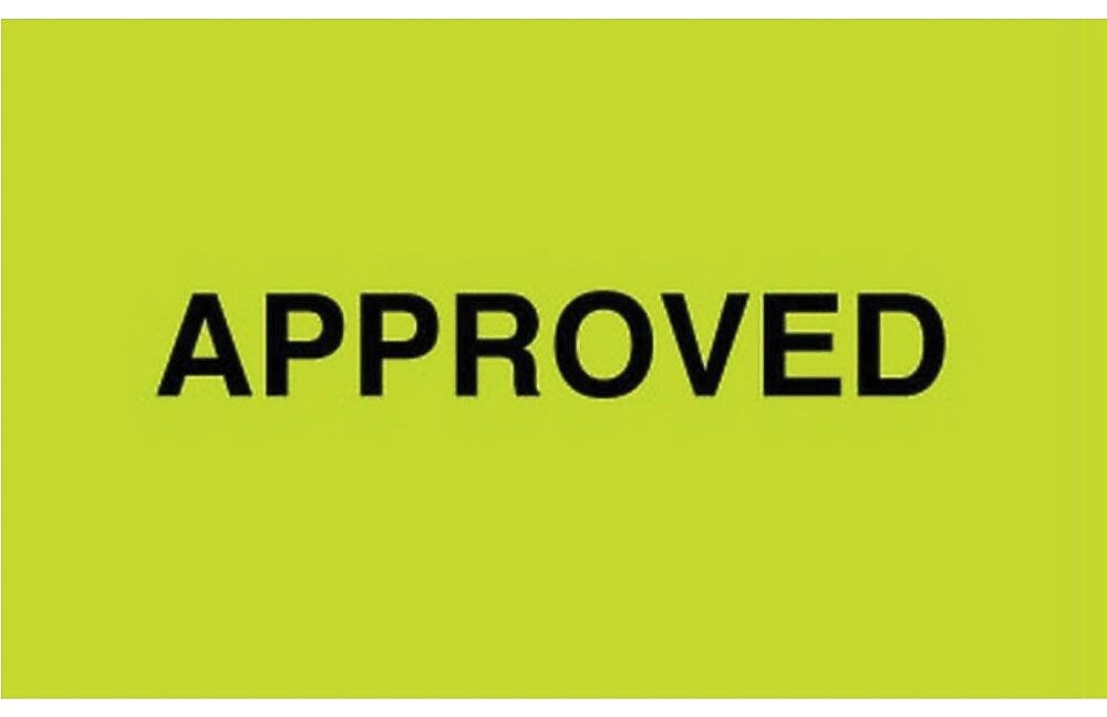Decker Tape Approved Label 1 3/8" x 2", 500/Roll (DL3202)