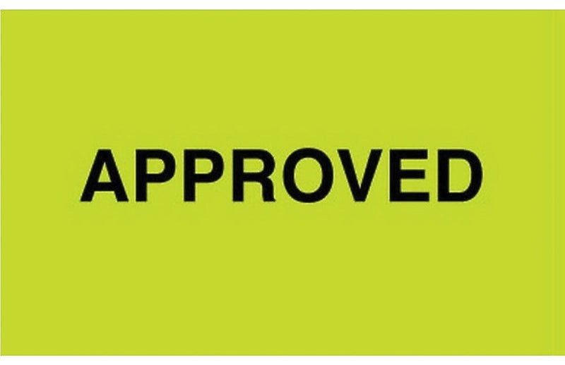 Decker Tape Approved Label 1 3/8" x 2", 500/Roll (DL3202)