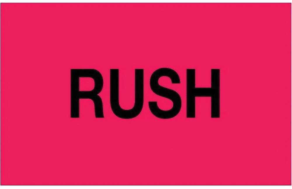 Decker Tape Rush Label 2" x 3", Fluorescent Red, 500/Roll (DL3222B)