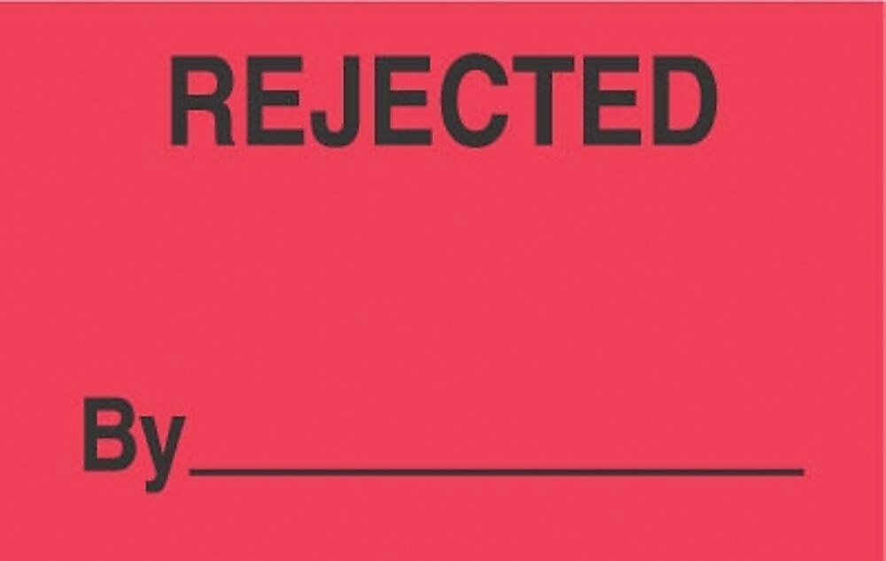 Decker Tape Rejected Label 1 3/8" x 2", 500/Roll (DL3332A)