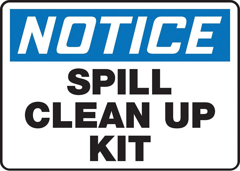ACCUFORM® Safety Sign, "Notice Spill Clean Up Kit", 10" x 14", Plastic