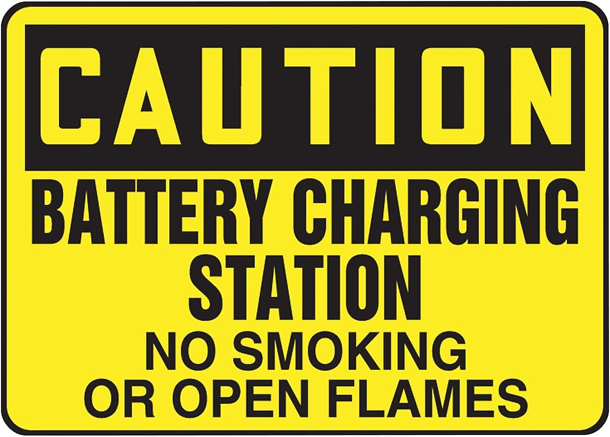 ACCUFORM® Safety Sign, "Caution Battery Charging Station No Smoking..", 10" x 14", Adhesive Vinyl