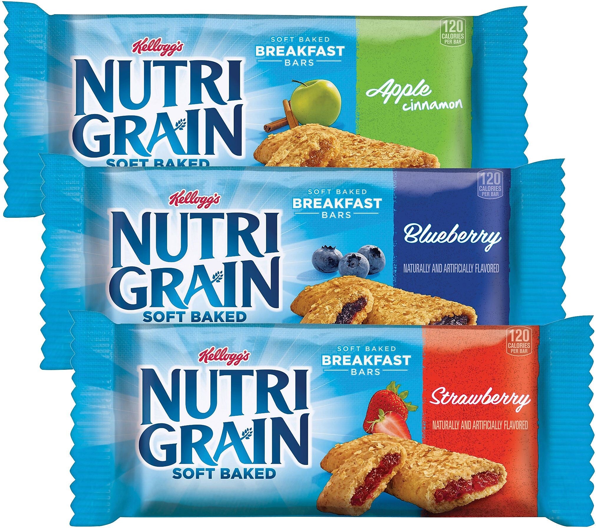 Nutri-Grain Cereal Bars Apple Cinnamon, Blueberry, & Strawberry, 48/Case