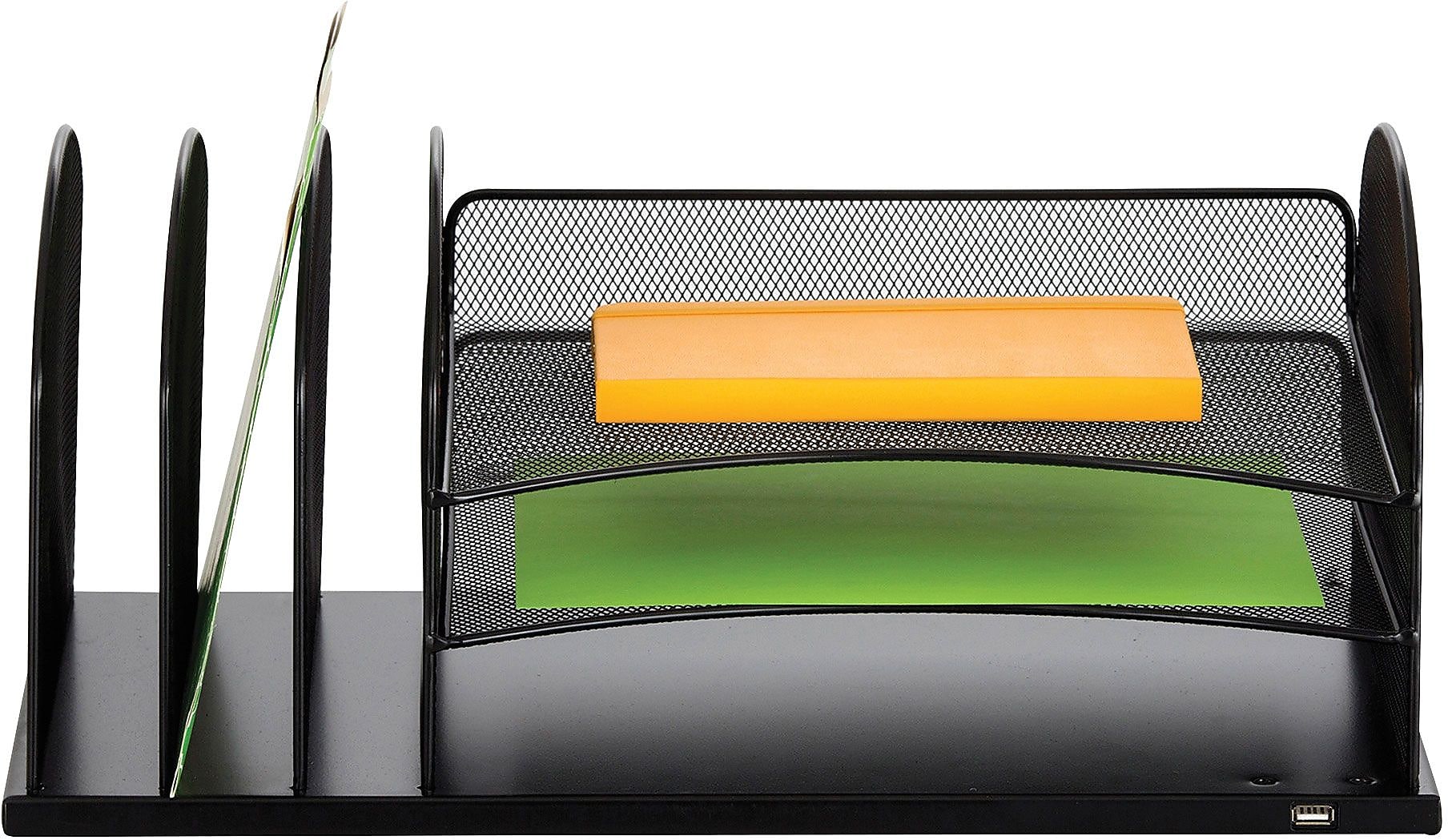 Safco Onyx 3 Horizontal/3 Upright Mesh Desk Organizer, Black (3231BL)