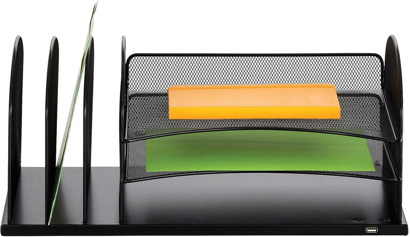 Safco Onyx 3 Horizontal/3 Upright Mesh Desk Organizer, Black (3231BL)