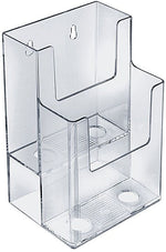 Azar Brochure Holder, 4.25" x 7", Vertical, Table Top, Clear, Plastic, 2/Pack (252032)