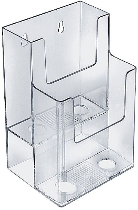 Azar Brochure Holder, 4.25" x 7", Vertical, Table Top, Clear, Plastic, 2/Pack (252032)