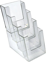 Azar Brochure Holder, 4.25" x 10", Vertical, Table Top, Clear, Plastic, 2/Pack (252388)