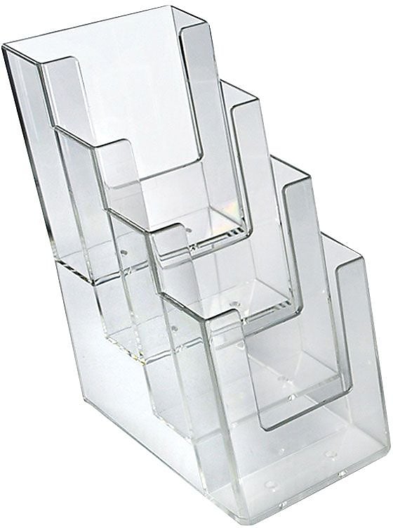 Azar Brochure Holder, 4.25" x 10", Vertical, Table Top, Clear, Plastic, 2/Pack (252388)