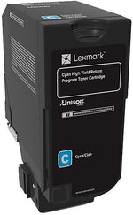 Lexmark 74 Cyan Extra High Yield Return Program Toner Cartridge, Prints Up to 12,000 Pages (74C1HC0)